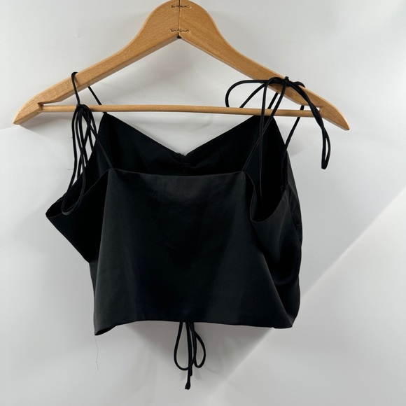 Forever 21 Black Satin Cropped Top with Tie Straps, Size Medium - Picture 5 of 7